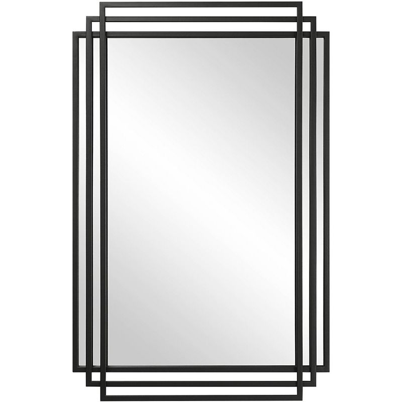 Uttermost Rectangular Vanity Accent Wall Mirror Modern Overlapping Matte Black Iron Frame 21 1/4" Wide for Bathroom Bedroom Home, 1 of 2