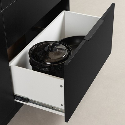 Matte Black and Faux White Marble Kitchen Island with Storage