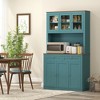 HOMCOM 71" Tall Kitchen Pantry Storage Cabinet with 2 Drawers, Microwave Cabinet with Adjustable Shelves and Glass Doors, Green - 2 of 4