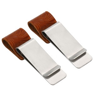 Unique Bargains Stainless Steel Carved Sleeve Pen Loop Clips for Notebook 2 Pcs - 1 of 4