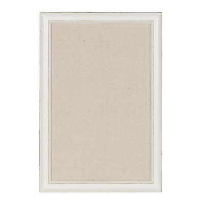 18" x 27" Macon Framed Linen Fabric Pinboard White - Kate and Laurel