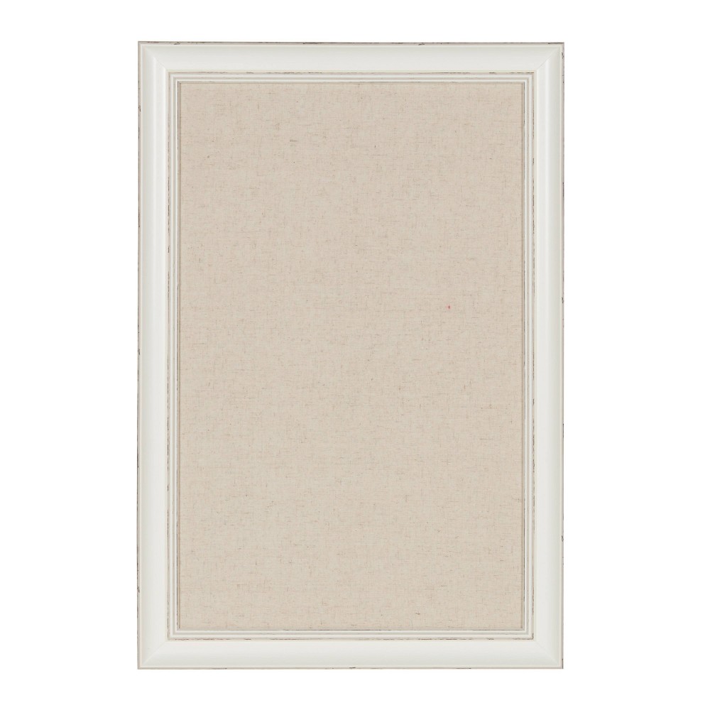Photos - Dry Erase Board / Flipchart 18" x 27" Macon Framed Linen Fabric Pinboard White - Kate and Laurel