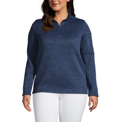 Lands' End Women's Sweater Fleece Quarter Zip Pullover