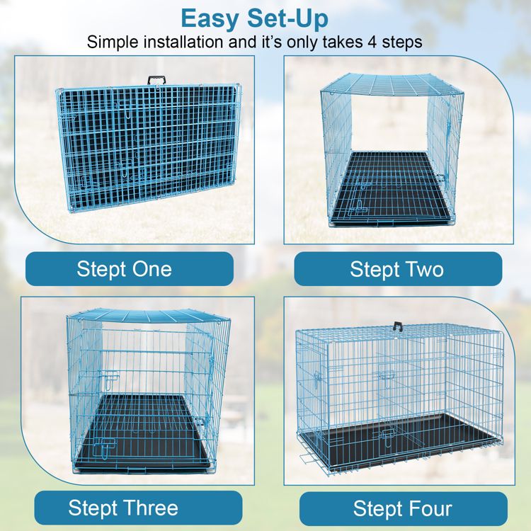 BestMassage 24/30/36/42/48 Inch Dog Crate Dog Cage Dog Kennel with Double Door Removable Tray & Handle Indoor Outdoor Pet Crate, 3 of 7