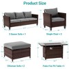 Sonkuki 6 Pieces Patio Sofa with Rectangle Fire Pit Table and Ottomans, Wicker Conversation Couch, Navy Blue Cushion - 3 of 4