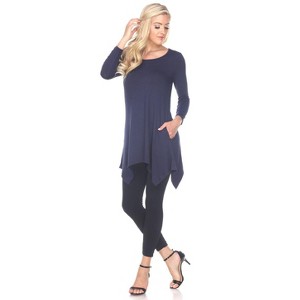 Women's 3/4 Sleeve Makayla Tunic Top with Pockets - White Mark - 1 of 3