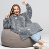 PAVILIA Wearable Blanket Sweatshirt for Kids Boy Girl, Warm Cozy Oversized Giant Hoodie, Fleece Faux Shearling Two Pocket - 2 of 4