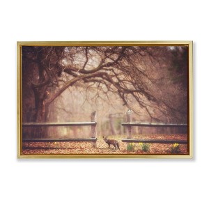 Stupell Industries Sly Guy Fox in Forest Floating Frame Canvas Art, Gold, 25" x 17" - 1 of 4