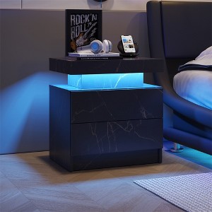 Nightstand With 2 Drawers, Bedside Tables With Adjustable LED Lights, Small Night Stands, Modern Side Table For Living Room Bedroom, Easy Assembly - 1 of 4