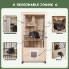 Elecwish Wooden Cat House Enclosed Large Space Cage Indoor with Scratching Post and Lockable Wheels Double Layer with Escape Door - 3 of 4