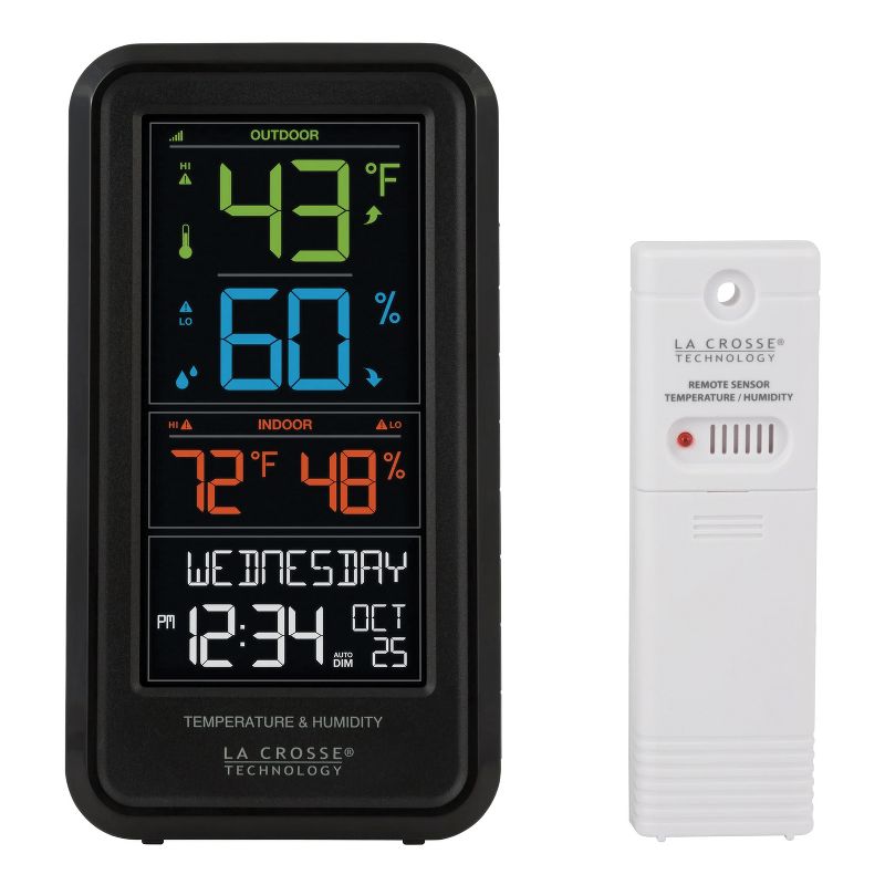 La Crosse Technology® Electric/Battery-Powered Color-LCD Wireless 2-Piece Digital Personal Weather Station with Hygrometer and Calendar, 4 of 11