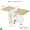 Natural Wood Folding Dining Table Drop Leaf Table for Small Spaces Versatile Collapsible Dinner Kitchen Office Table with 2 Storage Racks - 2 of 4