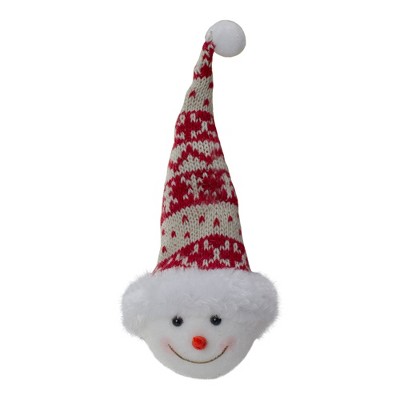 Northlight 7" Smiling Snowman Head Wearing A Winter Hat Christmas Ornament