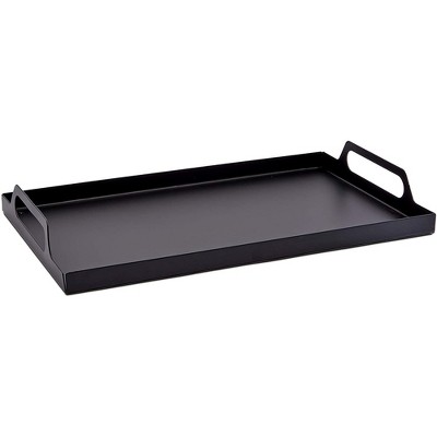 Black Metal Rectangular Serving Tray with Handles