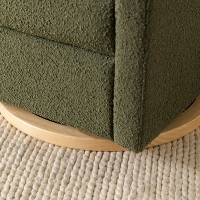Eco-Friendly Olive Boucle Swivel Recliner with USB Port