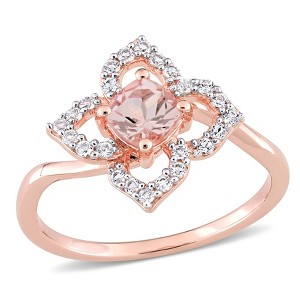 EVERLY JEWELRY |Rose Plated Sterling Silver 4/5 CT TGW Morganite White Topaz Fashion Ring - 1 of 4
