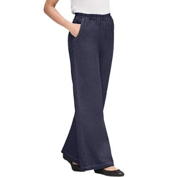 Woman Within Women's Plus Size Perfect Elastic Waist Wide-Leg Jean