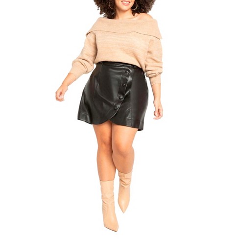 Eloquii Women s Plus Size Faux Leather Mini Skirt Target