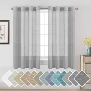 Natural Linen Blended Semi-Sheer Curtains Privacy Assured with Nickel Grommet for Living Room - 1 of 4
