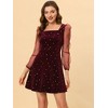 INSPIRE CHIC Women's Mesh Sheer Puff Long Sleeve Square Neck Glitter Star Mini Velvet Dress - 2 of 4