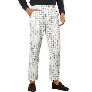 Lars Amadeus Men's Plaid Slim Fit Tapered Bargains Trousers - 1 of 4