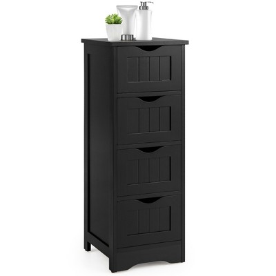 Costway 4-Drawer Bathroom Floor Cabinet Free Standing Storage Side Organizer Black/Espresso