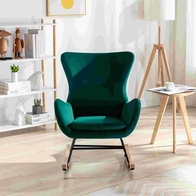 CAVINAS Teddy Upholstered Accent Chair with High Backrest,Modern Rocking Chair with Armrests for Living Room
