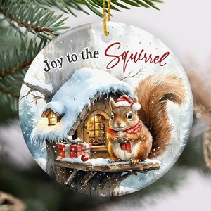 Lomsoe Squirrel Christmas Ornament Christmas Tree Ornament Christmas Gifts Ceramic Hanging Ornament Christmas Decor Funny Squirrel Lovers Gift - 1 of 4