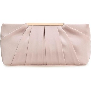 Clutch Evening Bag Elegant Pleated Satin Formal Handbag Simple Classy Purse for Women - 1 of 4