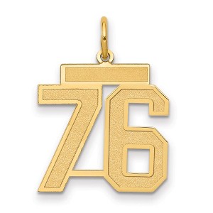 Black Bow Jewelry 14k Yellow Gold, Jersey Collection, Medium Number 76 Pendant - 1 of 3