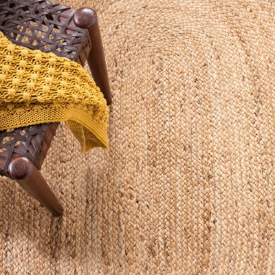 Natural Brown Oval Handwoven Cotton Area Rug 4' x 6'