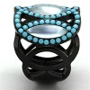 Slickblue Women's Stainless Steel Ring, White & Blue Conch Stone, Fashion Ring, Marquise Style, IP Black, Size 5-10 - 4 of 4