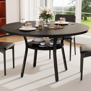 GustoWave 47" Round Dining Table for 4, Kitchen & Dining Room Table with Storage Shelf - 1 of 2