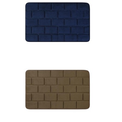 Unique Bargains Memory Foam Absorbent Non-Slip Dry Fast Bath Mats for Bathroom Floor 2 Pcs