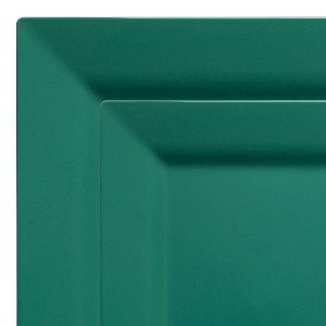 Smarty Had A Party Hunter Green Square Plastic Plates Dinnerware Set - 120 Sets - 1 of 4