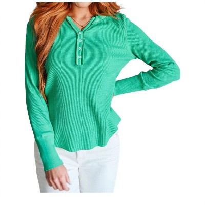Women's Waffle Knit Henley Top - One Eleven North