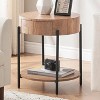 2-Tier Round End Table Nightstand Wood Side Table with Drawer Accent Bedside Farmhouse Tables for Living Room, Bedroom and Small Spaces - 2 of 4
