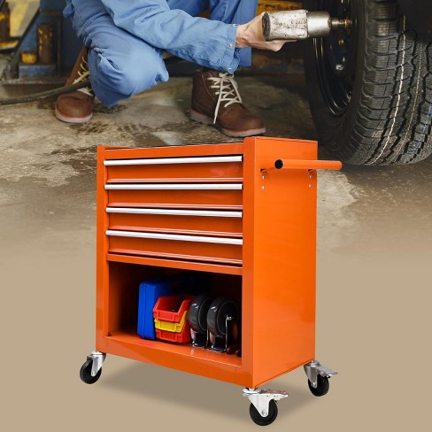 4 Drawers Multifunctional Tool Cart With Wheels-Orange - image 1 of 4