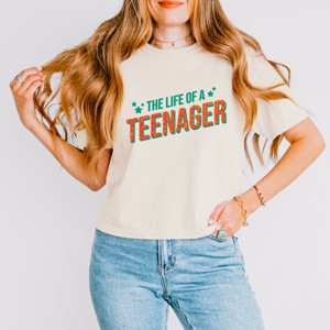 The Life Of A Teenager Puff/Glitter - Womens Boxy Crop Top - 1 of 3