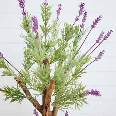 Lavender Silk and Plastic Outdoor Potted Topiary Tree