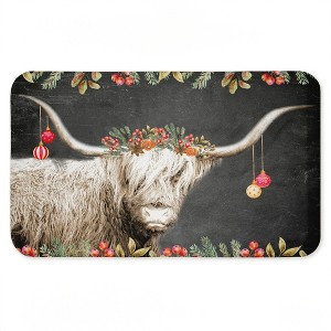 Stupell Industries Highland Christmas Cattle Printed Anti-Fatigue Floor Mat, design by Kim Allen, 30"x18" - 1 of 4