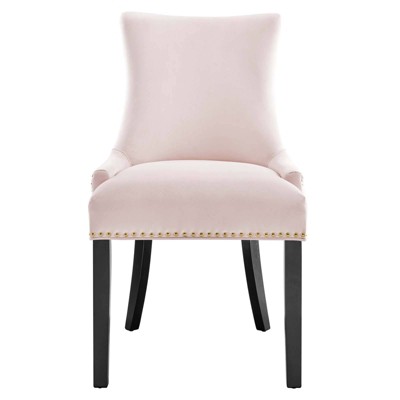 Pink Velvet Upholstered Dining Chairs with Wood Legs