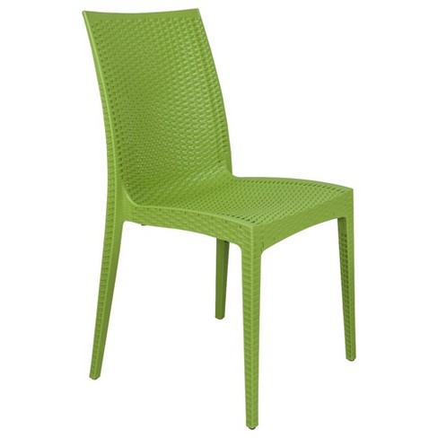 Leisuremod Mace Outdoor Plastic Dining Chair Stackable Design, Green ...