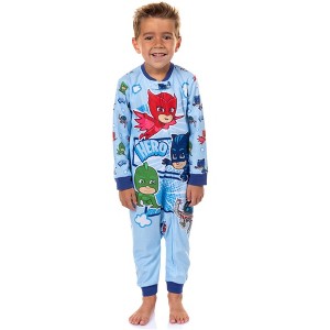 PJ Masks Toddler Boys' Gekko Catboy Owlette Hero Footless Sleeper Pajama Blue - 1 of 4