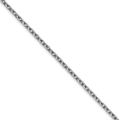 Black Bow Jewelry 2mm, 14k White Gold Solid Link Cable Chain Necklace