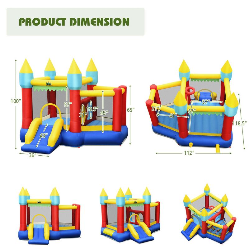 Costway Inflatable Bounce House Slide Jumping Castle Ball Pit Tunnels Without Blower, 4 of 11