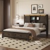 Whisen Farmhouse Style Queen Size Wood Platform Bed with Barn Door Design Headboard, USB Port and 2 Drawers - Brown - 2 of 4