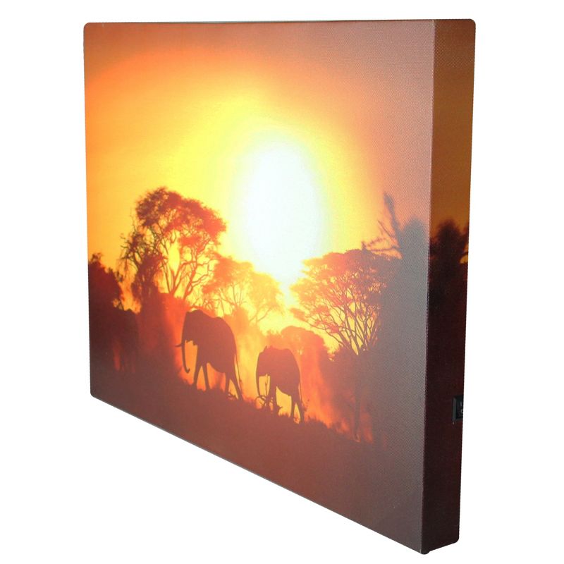 Northlight Safari Sunset LED Back Lit Decorative Elephant Canvas Wall Art 11.75” x 15.75”, 3 of 4
