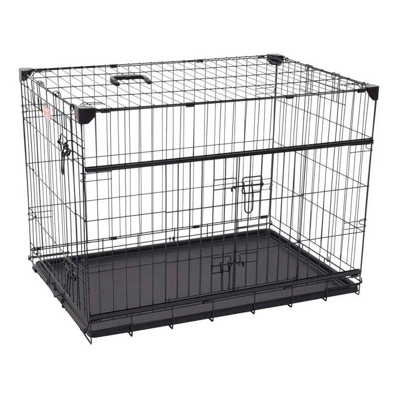 Lucky Dog Dwell Series 36 Inch Medium/Large Lightweight Kennel Secure Fenced Pet Dog Crate w/Divider Panels, Sliding Doors, and Removable Tray, Black, 1 of 7