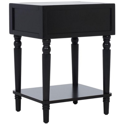 Siobhan Black Pine Wood End Table with Storage